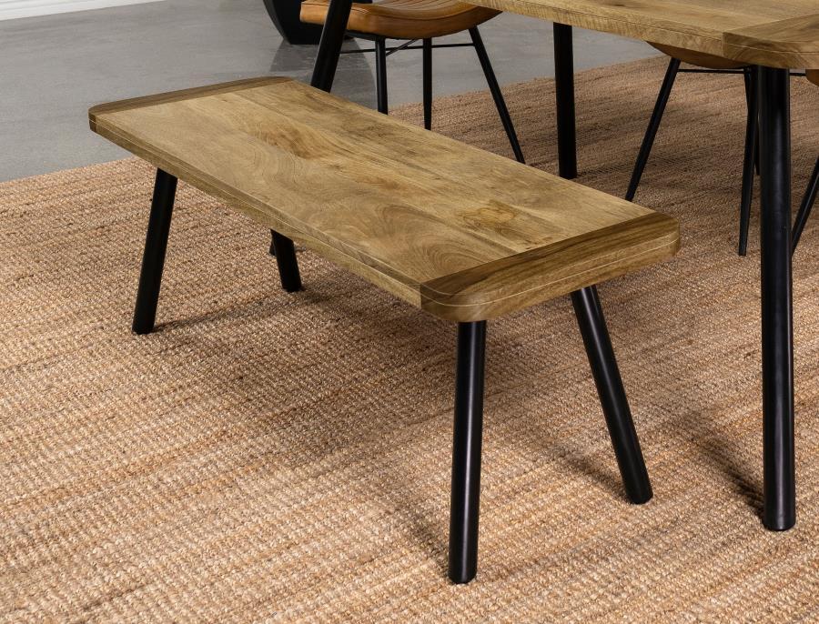 Maverick - Wood Dining Bench - Natural Mango And Black by Coaster Fine Furniture | Bel Furniture