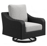 Beachcroft Swivel Lounge Chair Black and Light Gray