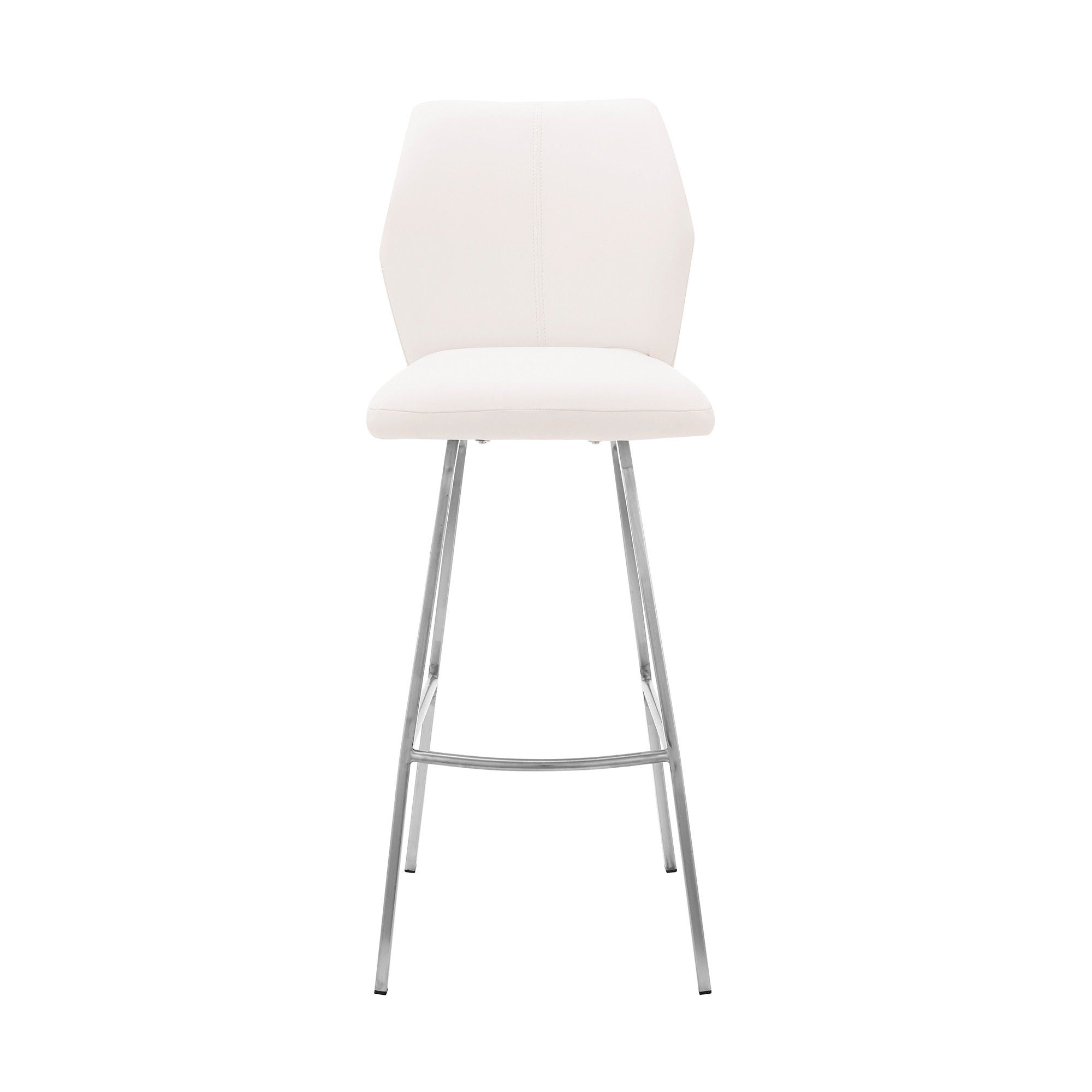 Bar Height Bar Chair - White / Silver