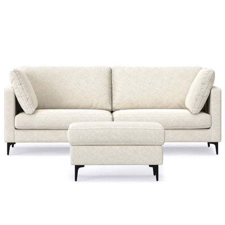 Ava - Mid Century Sofa With Ottoman Set Beige 38"W x 90"D x 34"H by Simpli-Home | Bel Furniture