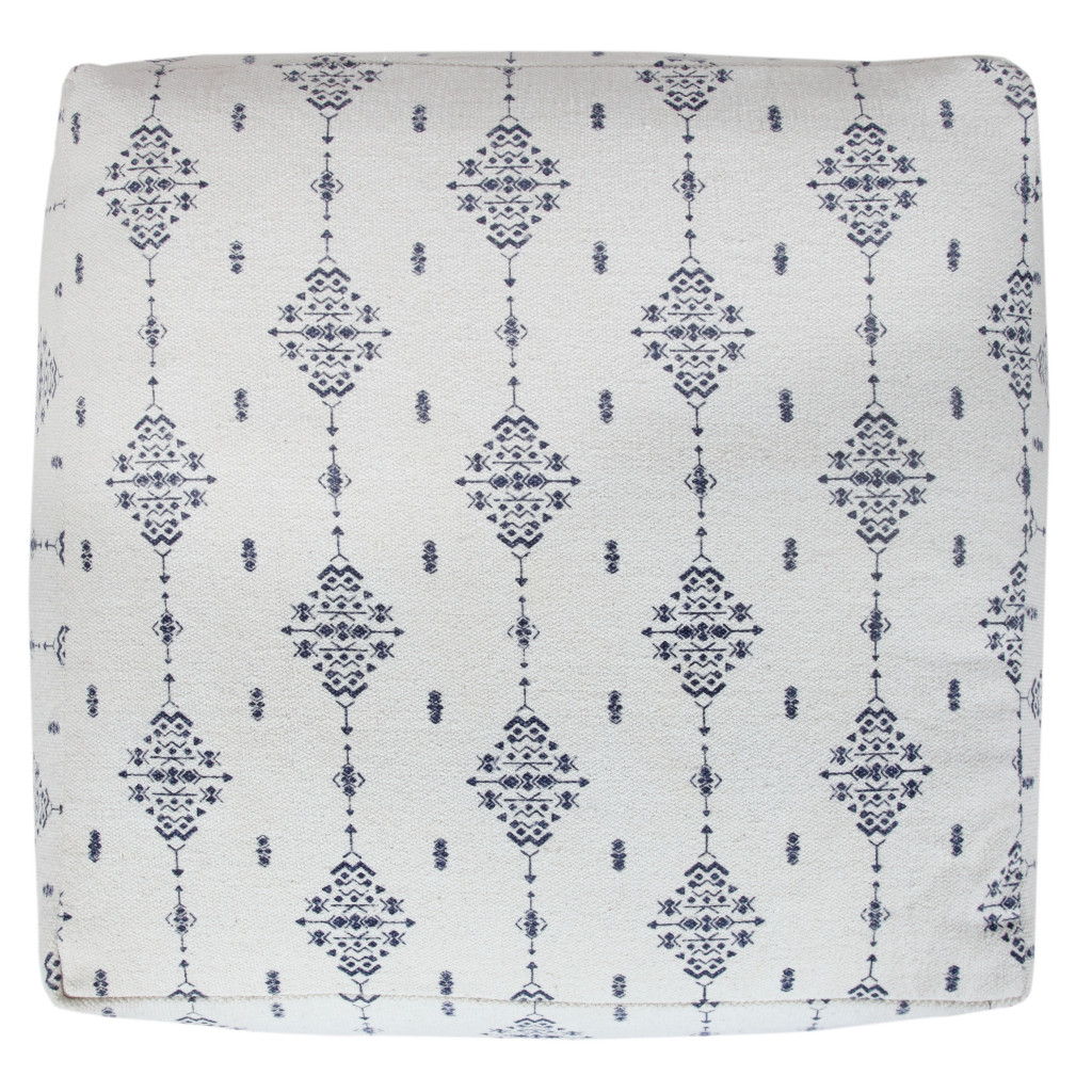 Square Cotton Ottoman - Blue