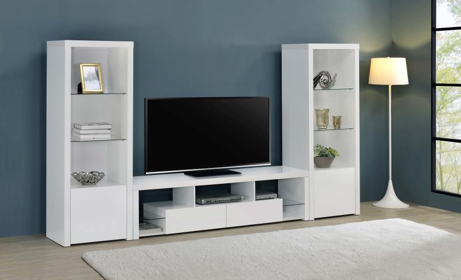 Jude - 2-Drawer Engineered Wood TV Stand - High Gloss White