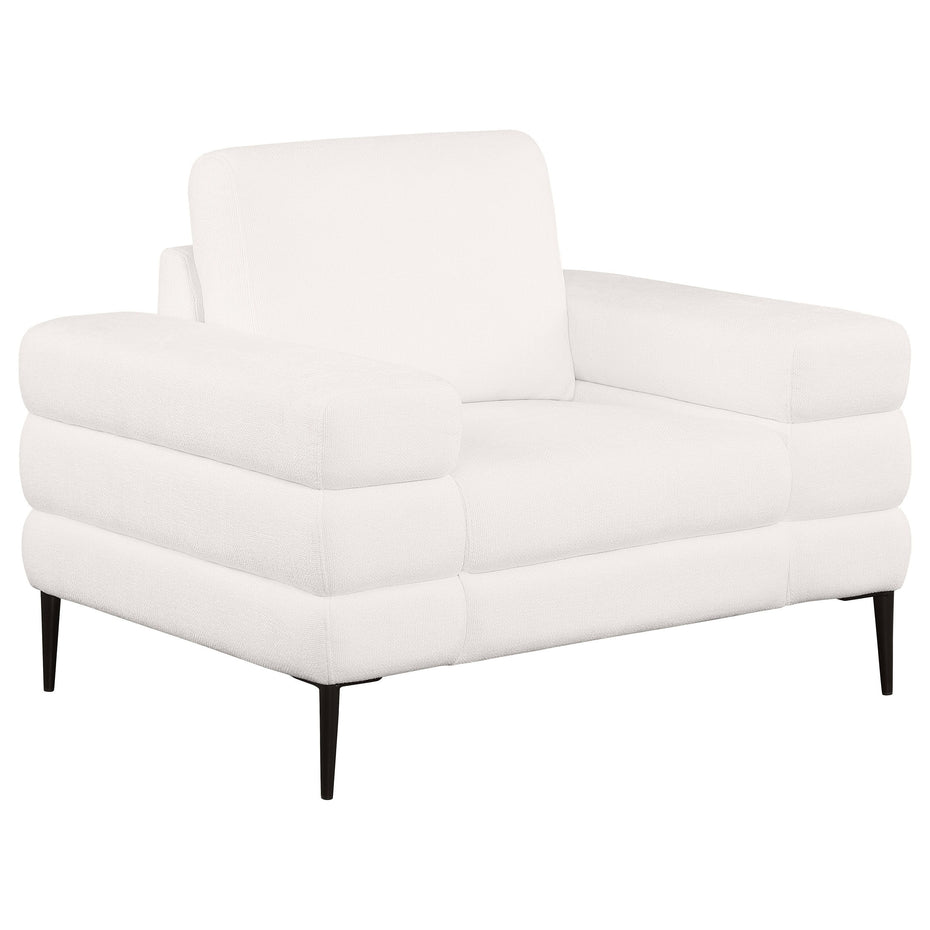 Jessel - Chenille Upholstered Track Arm Chair - Ivory