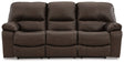 Leesworth - Reclining Sofa Dark Brown Power Reclining by Signature Design by Ashley® | Bel Furniture