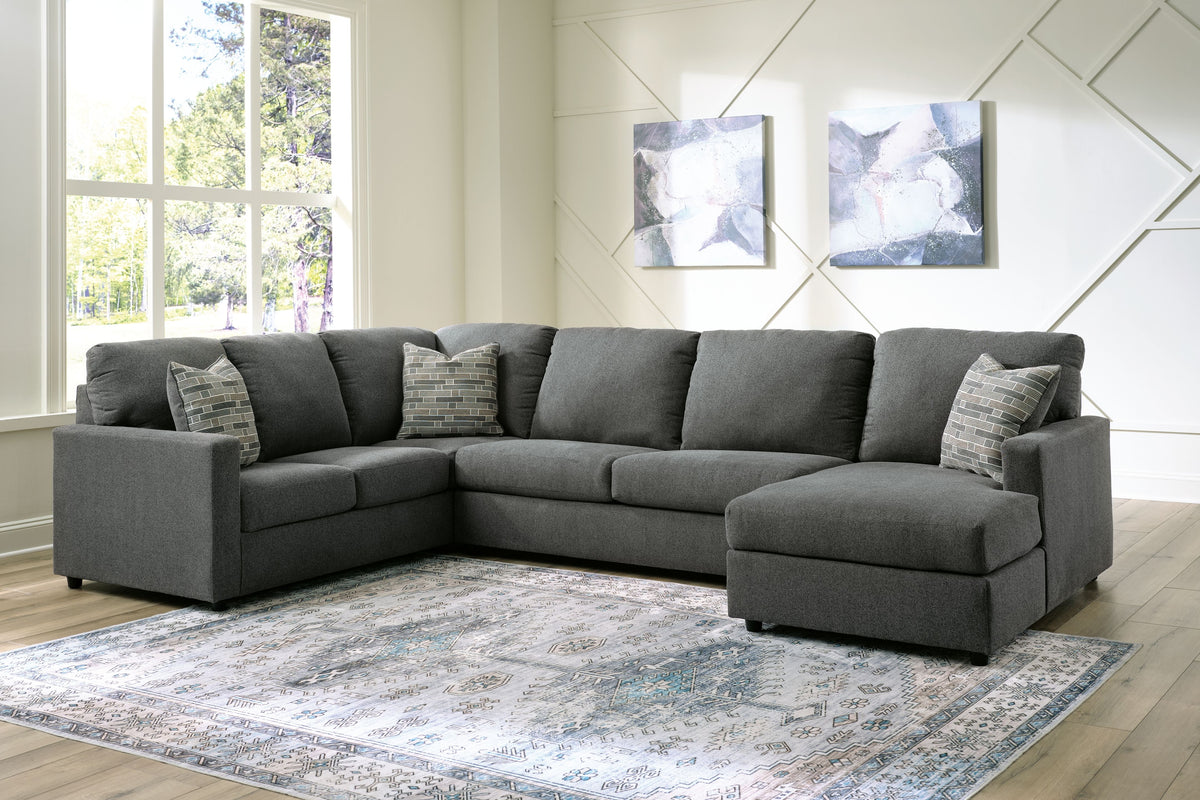 Edenfield - Sectional Dark Gray 3 Pc. Right Arm Facing Corner Chaise Sectional by Signature Design by Ashley® | Bel Furniture
