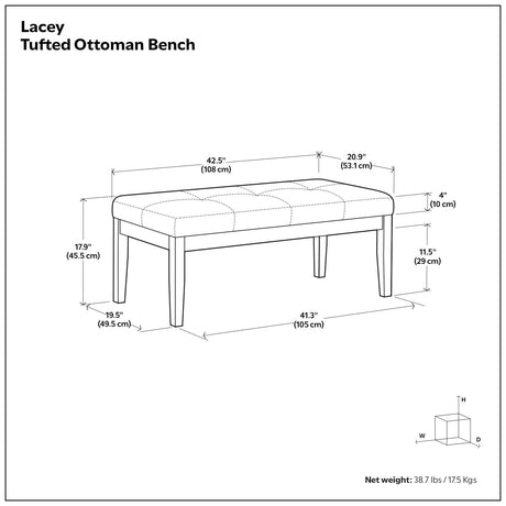Lacey - Upholstered Tufted Ottoman Bench - view 10