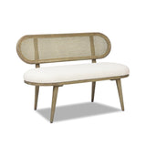 Havana - Cane Upholstered Bench Settee - Ivory White by Jennifer Taylor Home | Bel Furniture