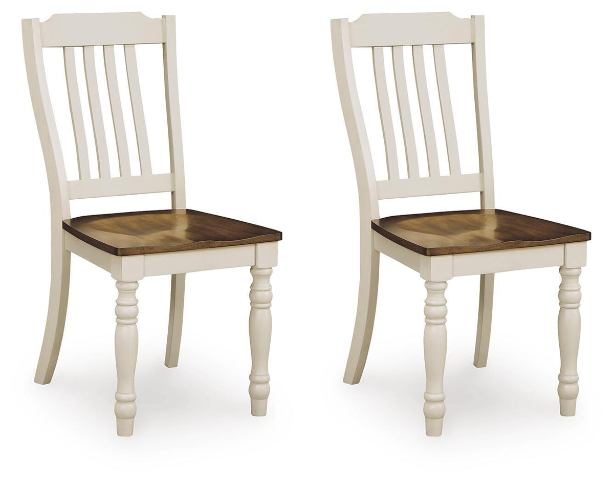 Wirloni Dining Room Side Chair (Set of 2) Antique White and Brown