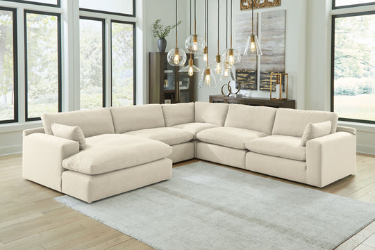 Elyza - Sectional Pearl Silver 5 Pc. Left Arm Facing Corner Chaise Sectional by Benchcraft® | Bel Furniture
