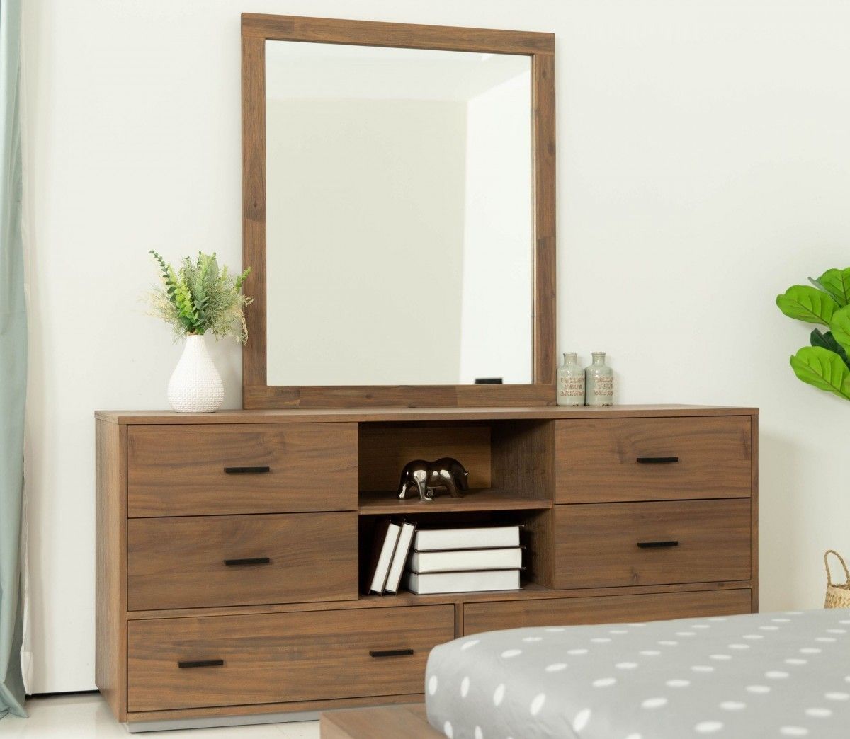 Six Drawer Combo Dresser - Walnut