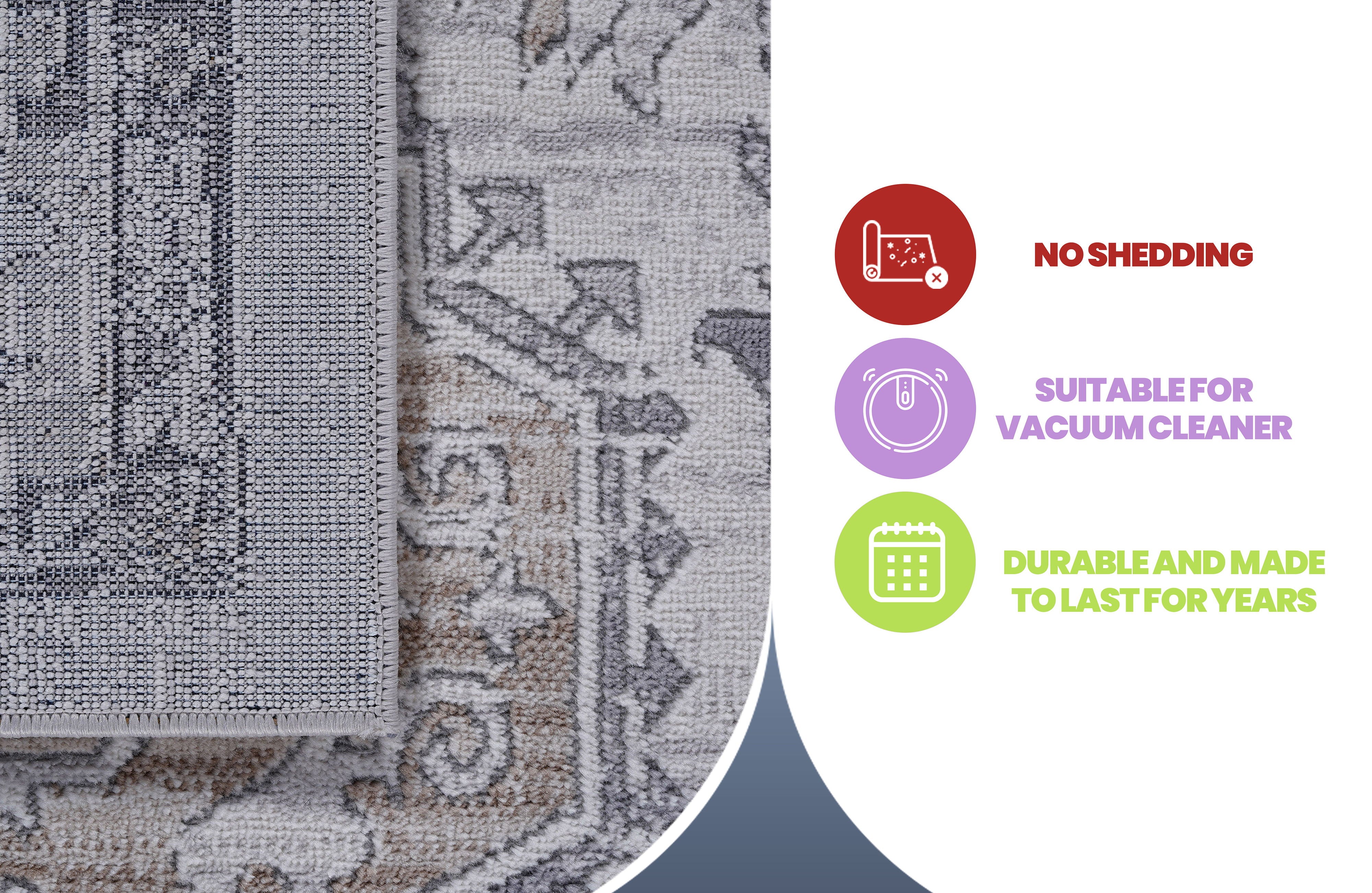 Marfi - 2' x 3' Oriental Non-Shedding Living Room Bedroom Dining Home Office Stylish And Stain Resistant Area Rug