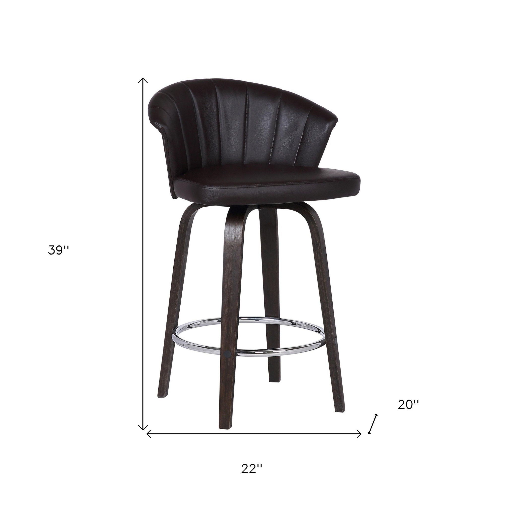 Swivel Low Back Bar Height Bar Chair - Dark Brown