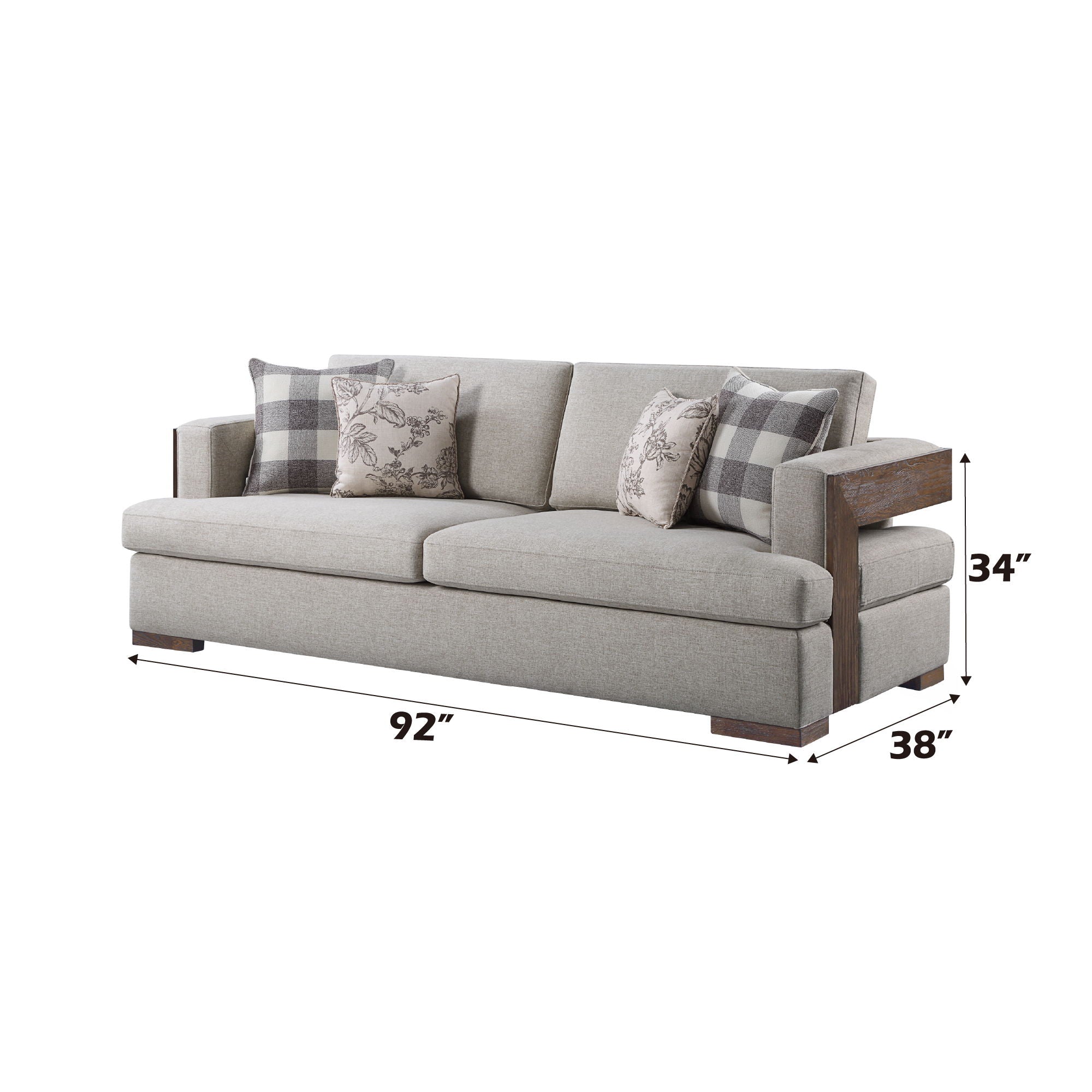 Niamey - Sofa With 4 Toss Pillows - Walnut