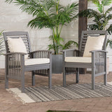 Modern 2 Piece Slat Back Patio Chairs With Cushions by Walker Edison | Bel Furniture