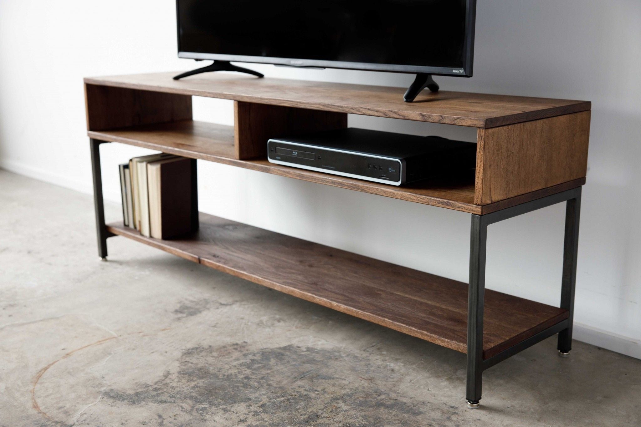 Wood Open Shelving TV Stand - Brown