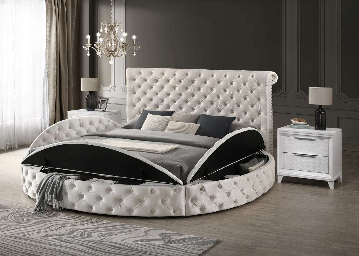 Brigitte Queen Storage Bed Ivory