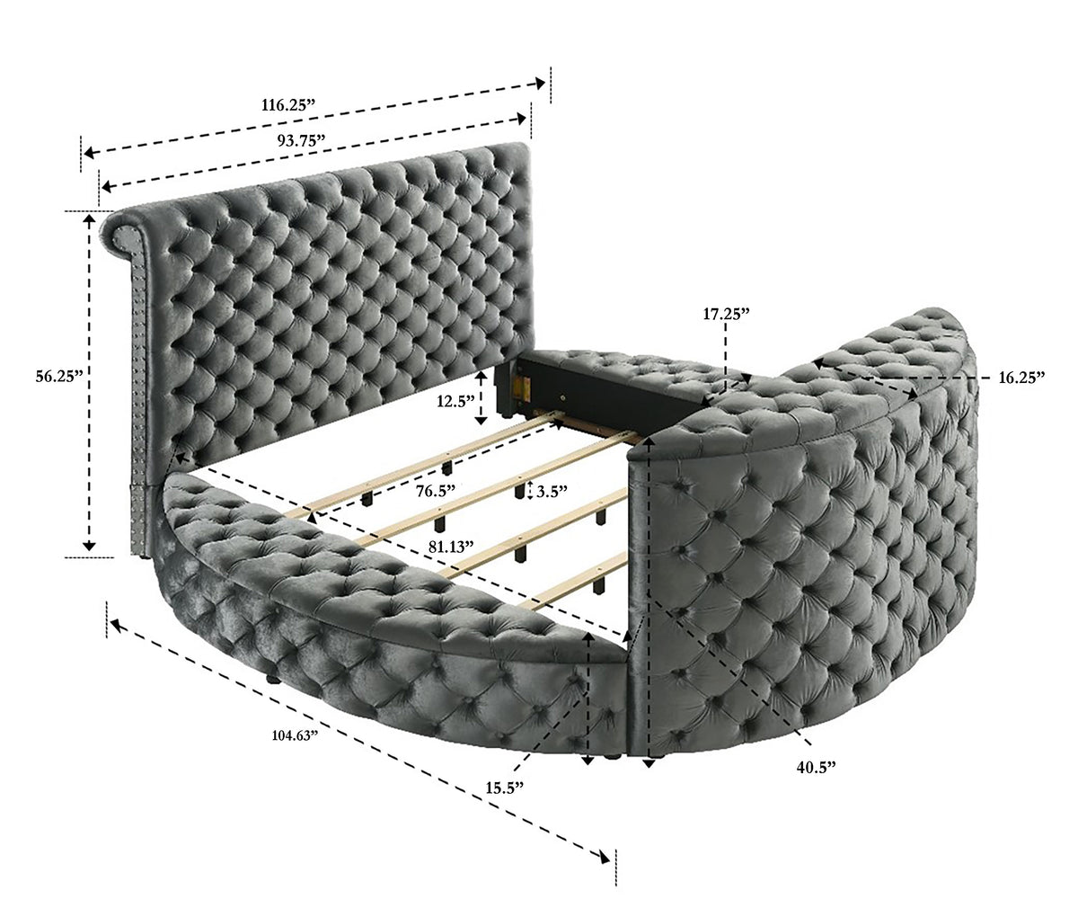 Voltare Tv/Fireplace Bed Black