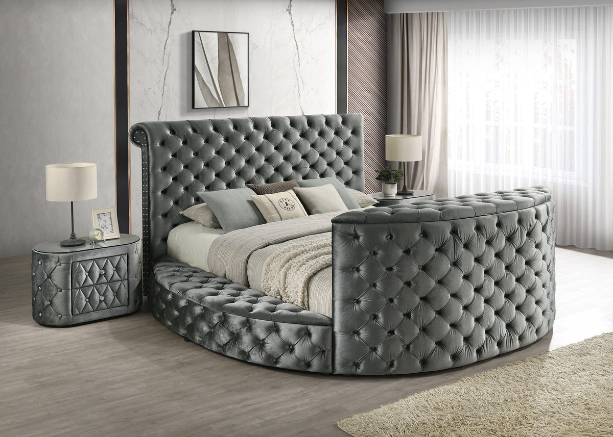 Voltare Tv/Fireplace Bed Grey