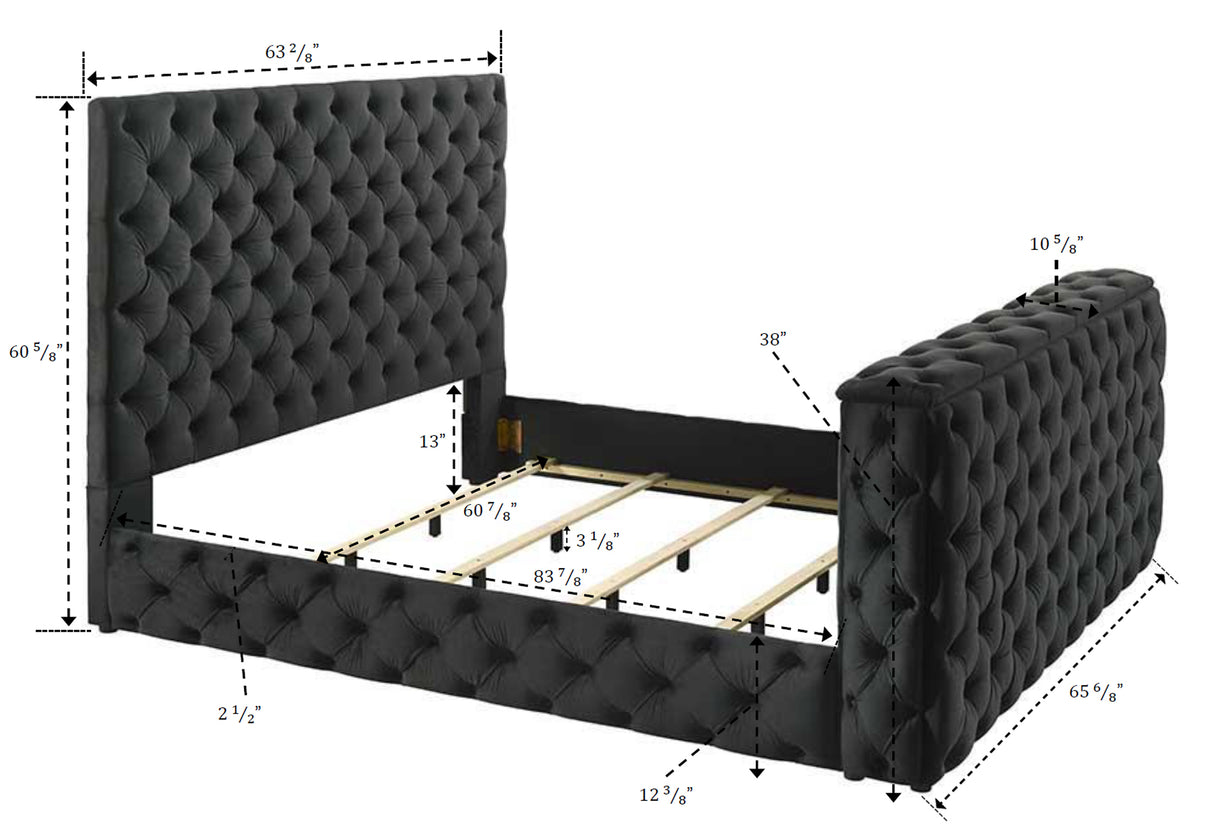 Josephine - Queen Bed With TV Lift - Black