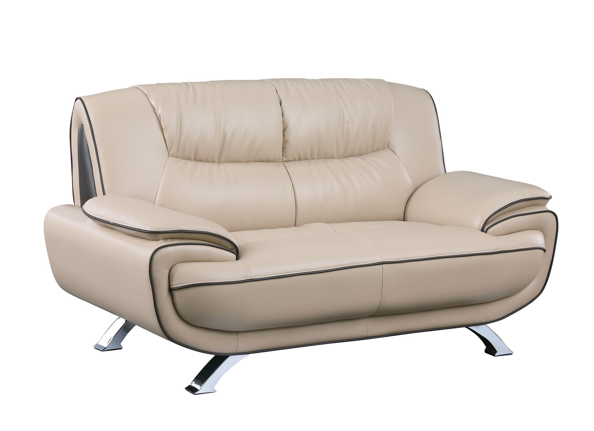 Love Seat Faux Leather - Silver / Beige