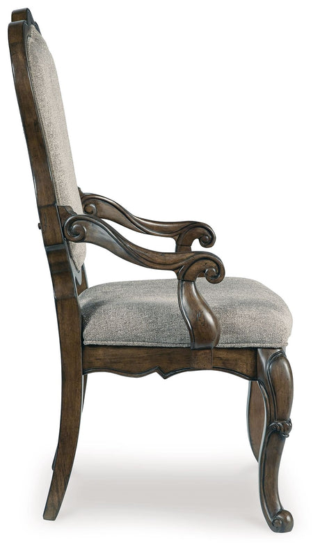 Maylee - Dark Brown - Dining Upholstered Arm Chair (Set of 2) by Signature Design by Ashley® | Bel Furniture