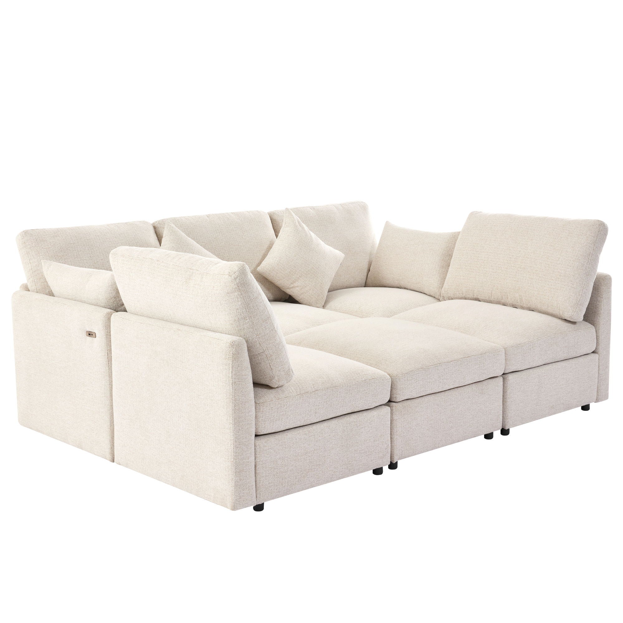 Sectional Sofa Modular Sofa U - Shaped Sofa Couch Sofa Bed L - Shaped Sofa With A Movable Ottoman And Two USB Ports For Living Room