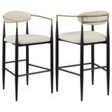 Tina - Metal Pub Height Bar Stool With Upholstered Back And Seat (Set of 2) White by Coaster Fine Furniture | Bel Furniture
