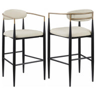 Tina - Metal Pub Height Bar Stool With Upholstered Back And Seat (Set of 2) White by Coaster Fine Furniture | Bel Furniture