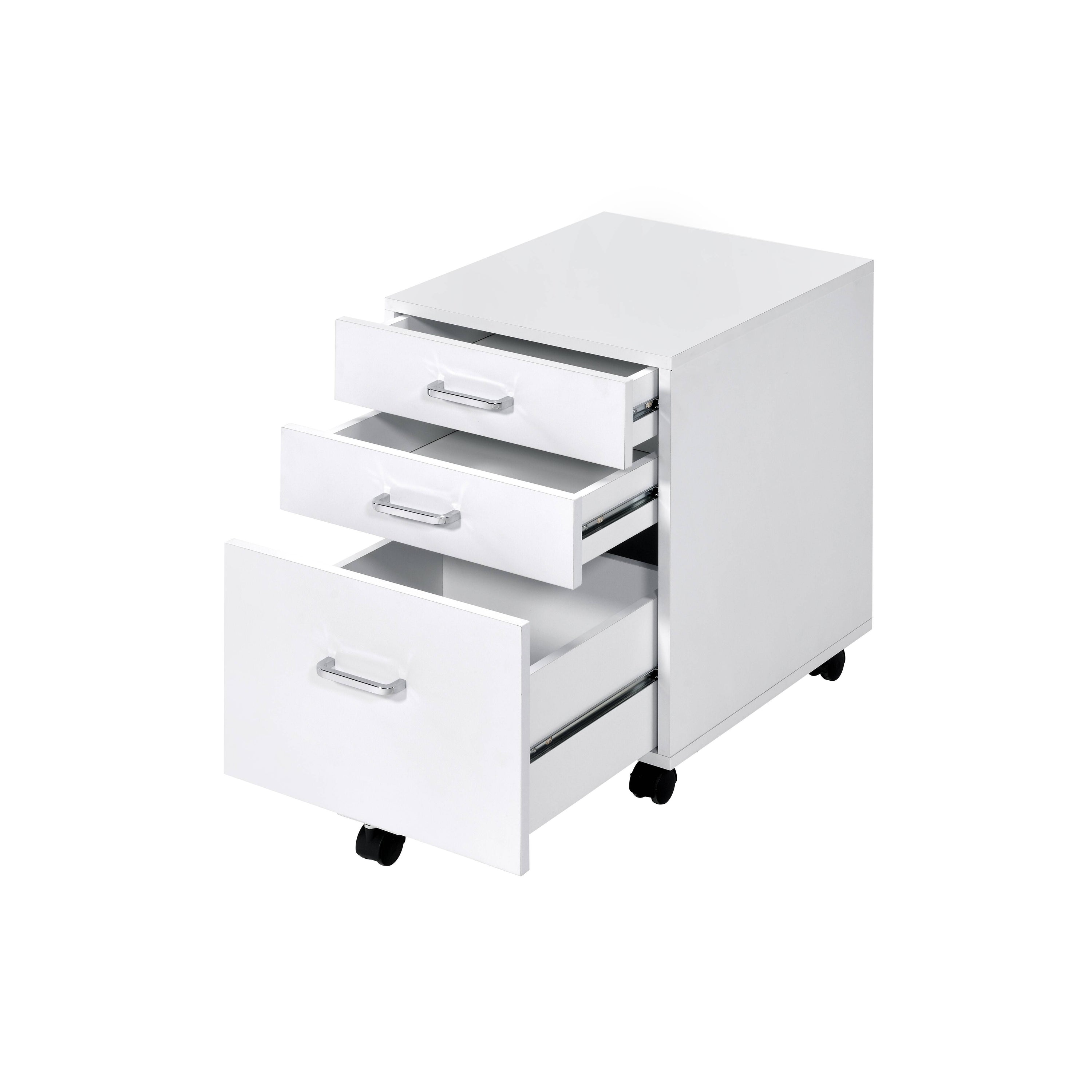 Tennos - File Cabinet - White / Chrome