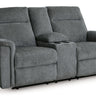 Barnsana - Dbl Power Reclining Loveseat With Console Dark Gray by Signature Design by Ashley® | Bel Furniture