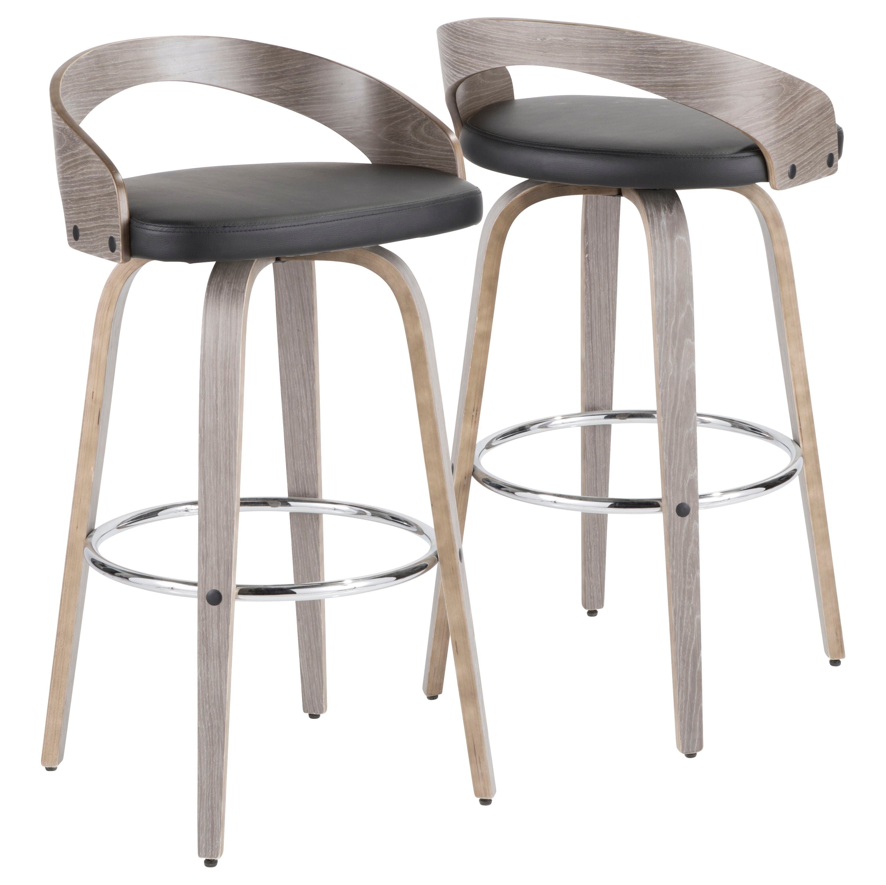 Grotto - Contemporary Fixed Height Barstool With Swivel With Round Footrest (Set of 2)