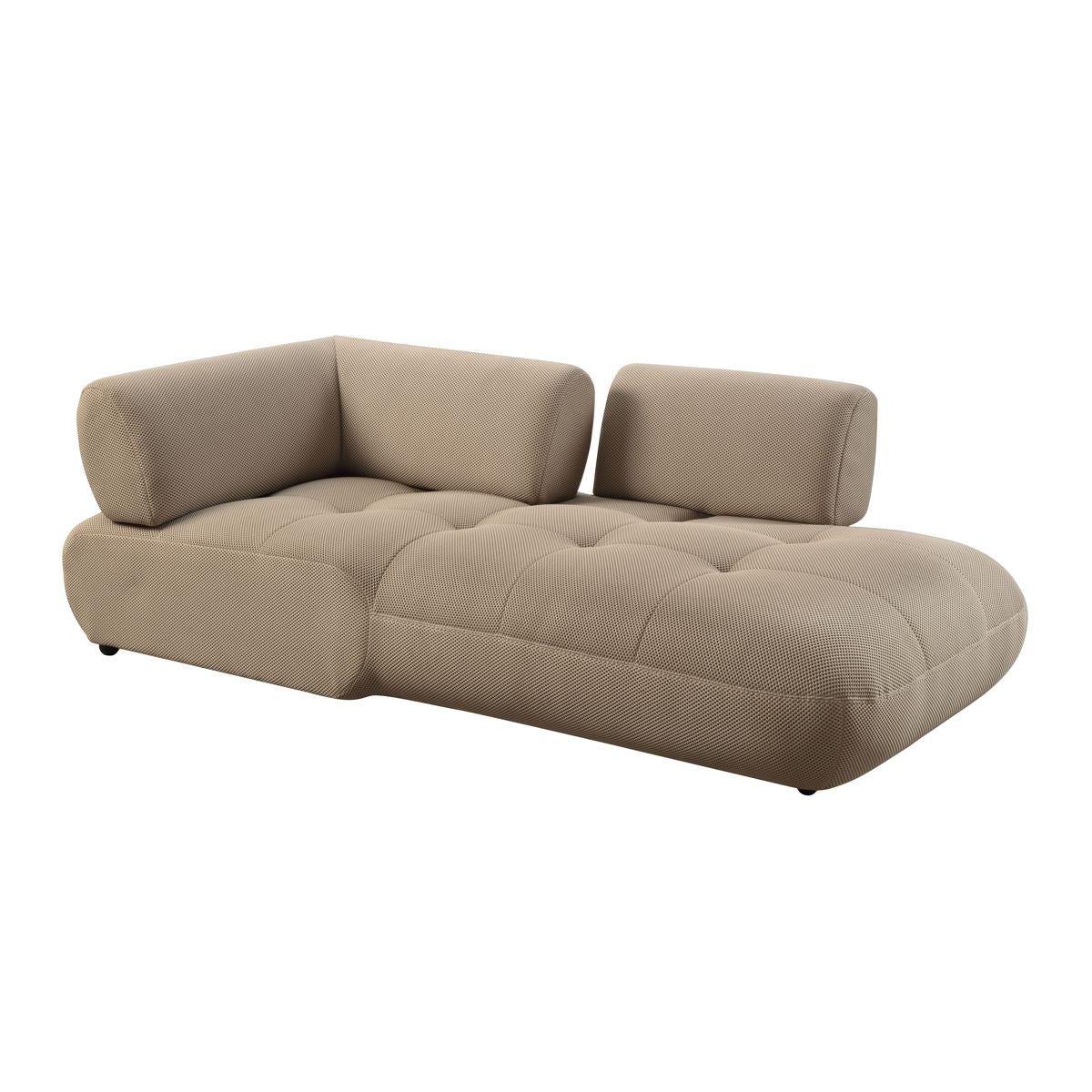 Carrick - Sandwich Mesh Sectional Sofa With An Ottoman - Beige