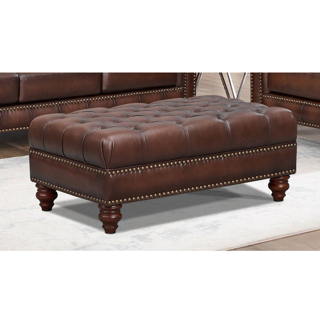 Alton Bay - Leather Ottoman - Brown by Hydeline Furniture | Bel Furniture