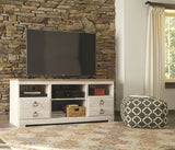 Willowton - Whitewash - 2 Pc. - 64" TV Stand with Faux Firebrick Fireplace Insert by Signature Design by Ashley® | Bel Furniture