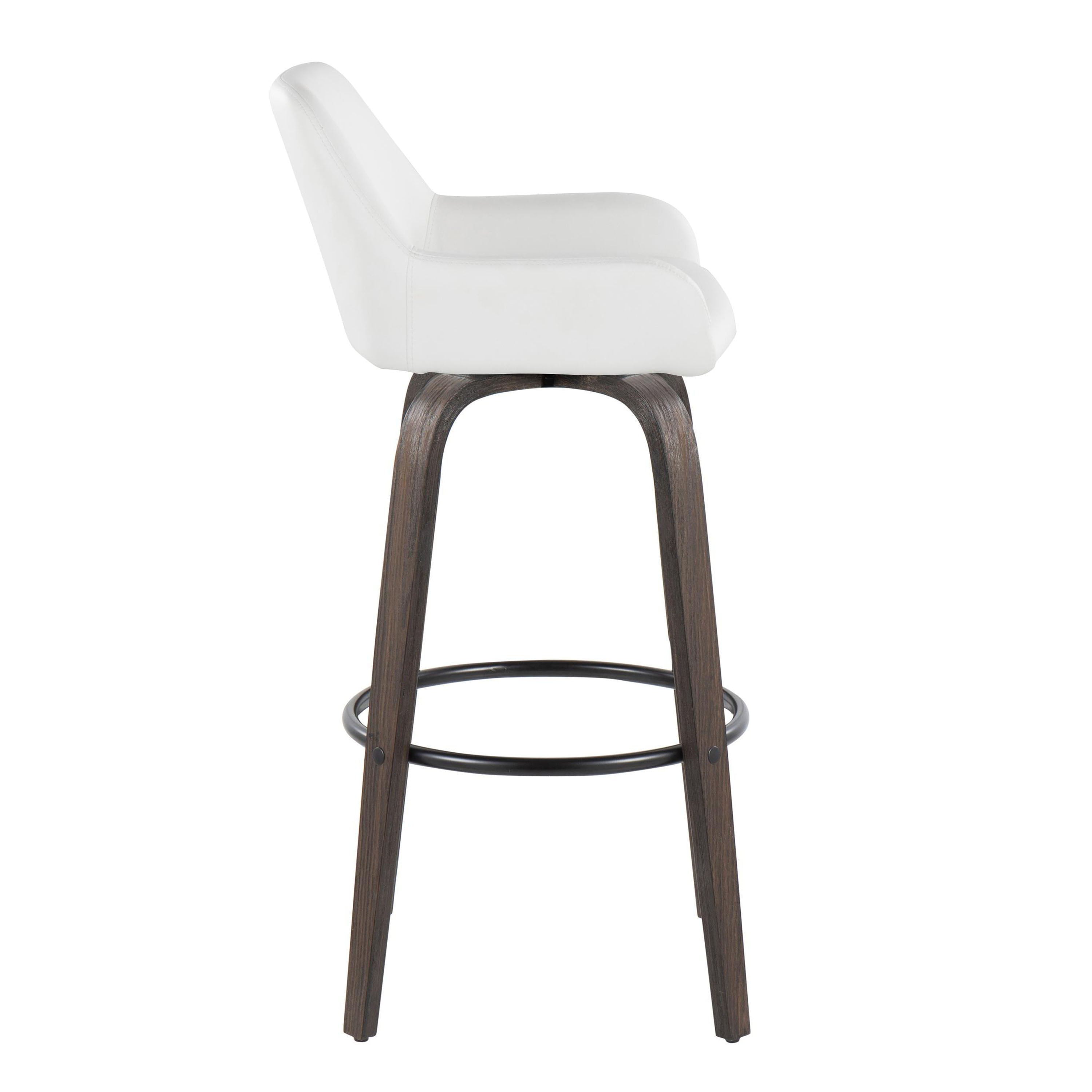 Daniella - Contemporary Fixed Height, Barstool With Swivel With Round Footrest (Set of 2)