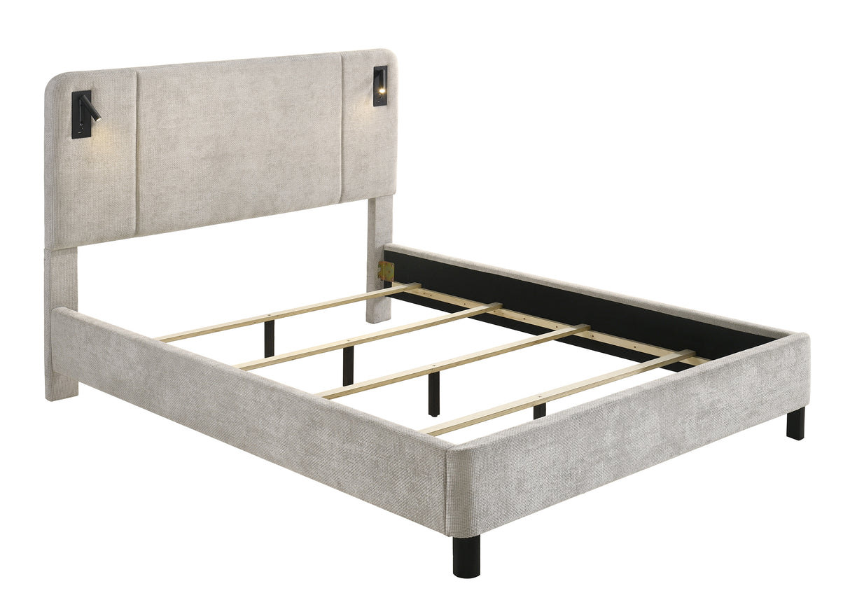 Freya King / Queen Bed Light Grey
