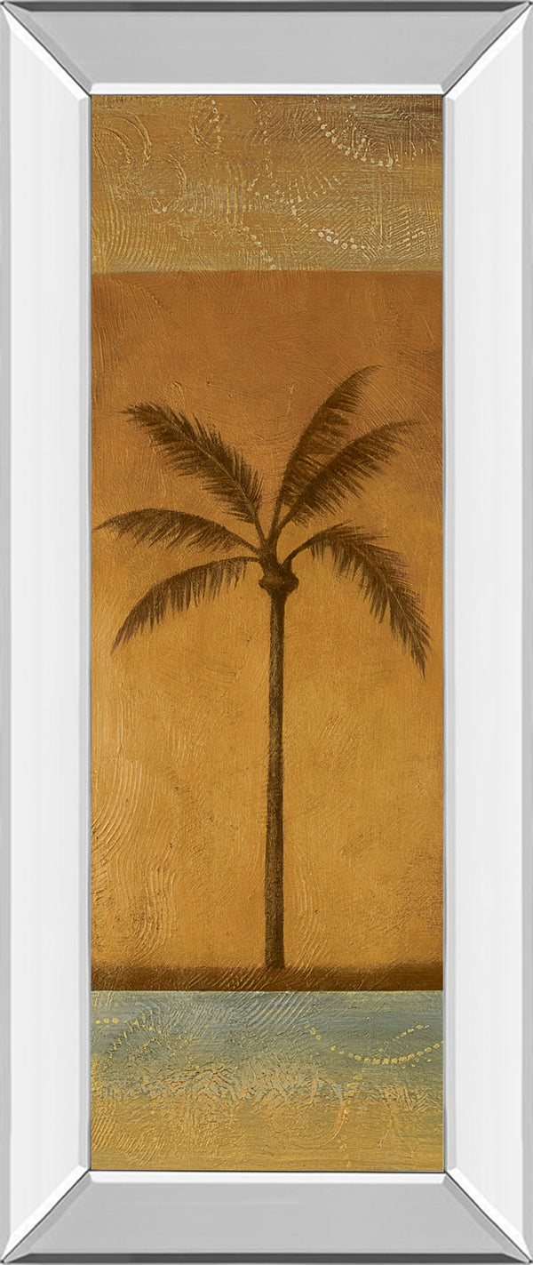 Golden Palm I By Jordan Grey - Mirror Framed Print Wall Art - Dark Brown