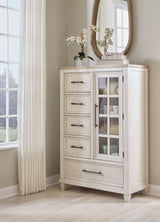 Shaybrock - Antique White / Brown - Door Chest by Benchcraft® | Bel Furniture