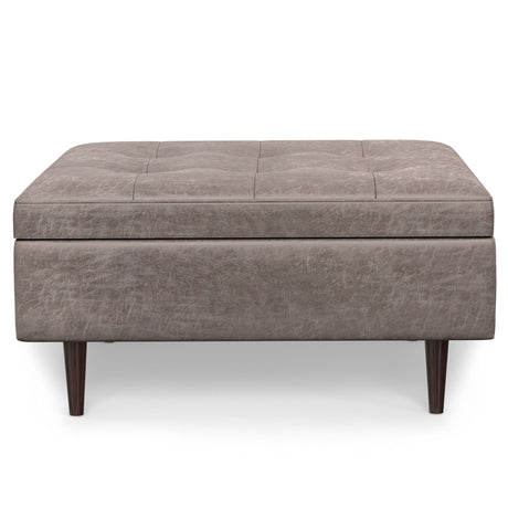 Shay - Large Square Coffee Table Storage Ottoman Mid-Century Style - view 30