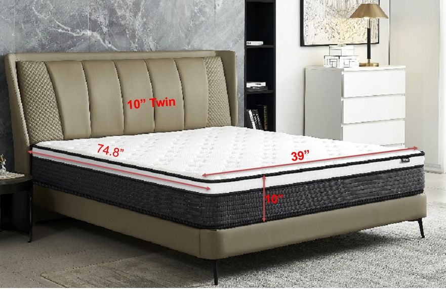 10" Hybrid Pillow Top Mattress A Box With Breathable And Hypoallergenic Design, Medium Firm For Lumbar Support