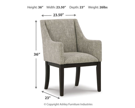 Burkhaus - Beige / Dark Brown - Dining UPH Arm Chair (Set of 2) by Signature Design by Ashley® | Bel Furniture