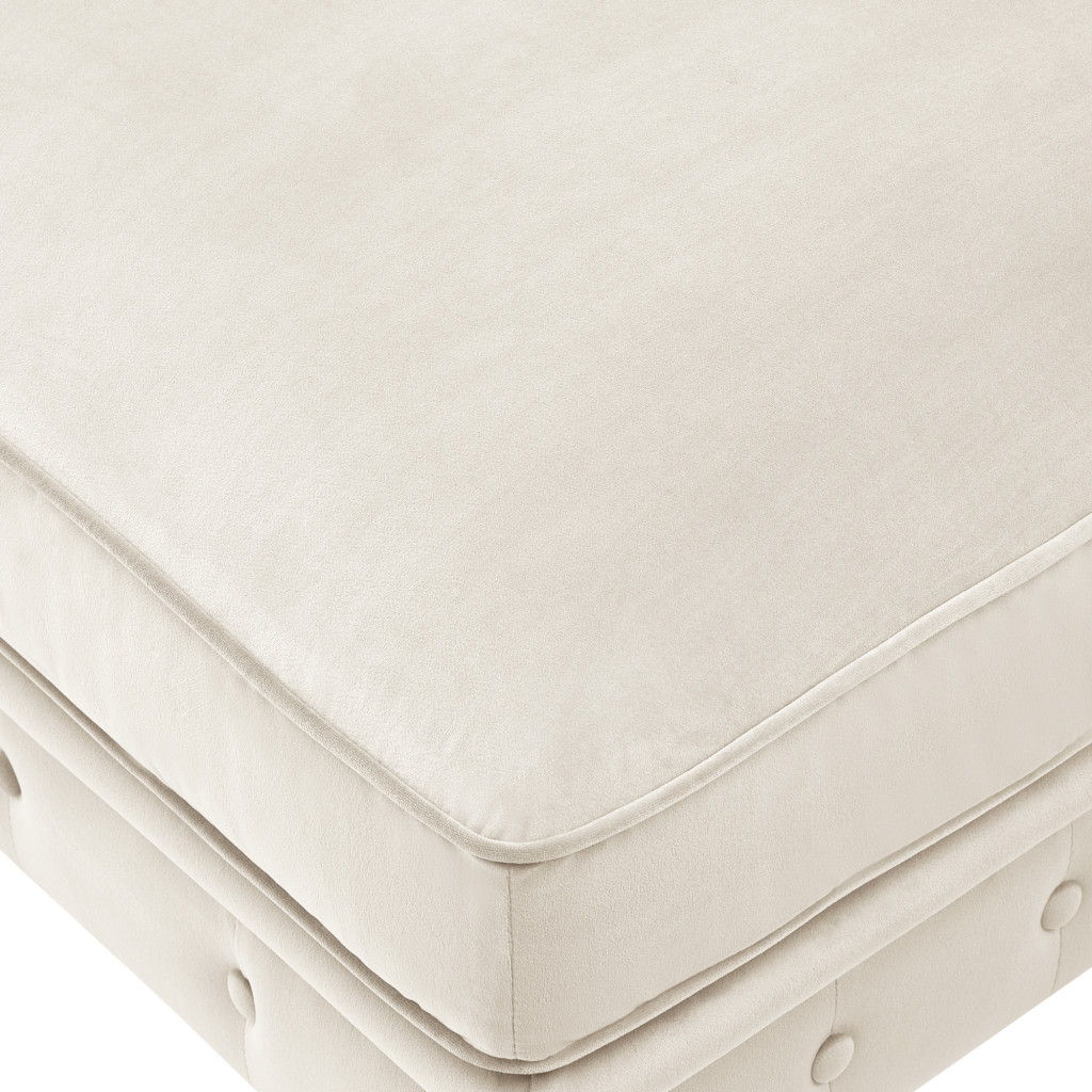 Velvet And Natural Rolling Tufted Cocktail Ottoman - Beige