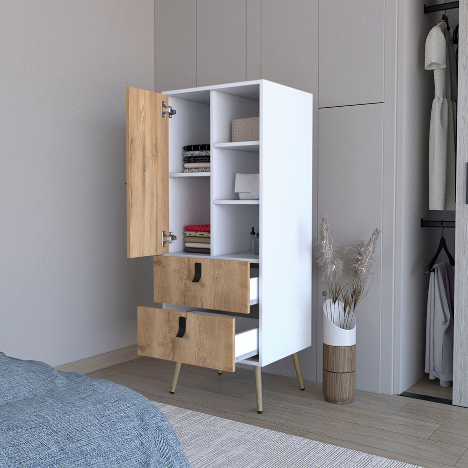 Two Drawer Dresser - White / Natural