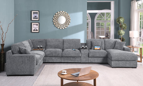 Celine - Fabric Corner Sectional Sofa With Right-Facing Chaise, Cupholders, And Charging Ports - view 15