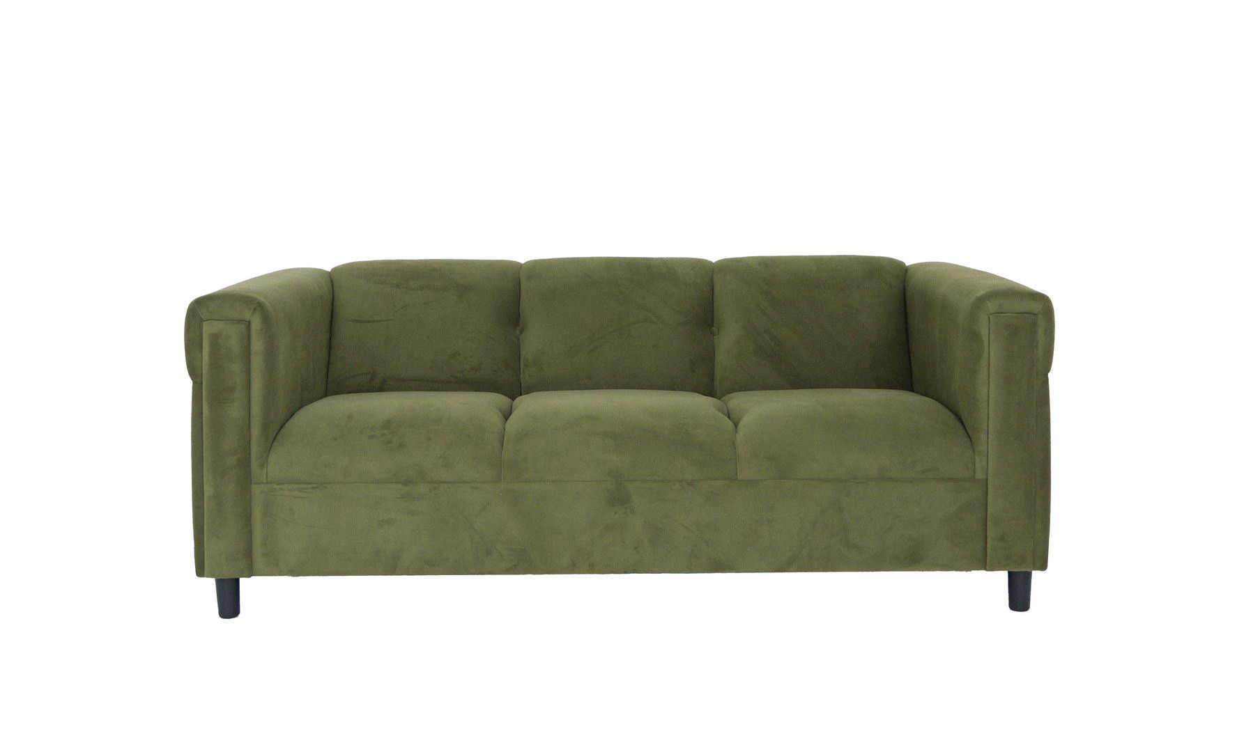 Suede Sofa With Black Legs - Moss Green