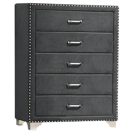 Melody - 5-Drawer Bedroom Chest Dark Gray by CoasterEveryday | Bel Furniture
