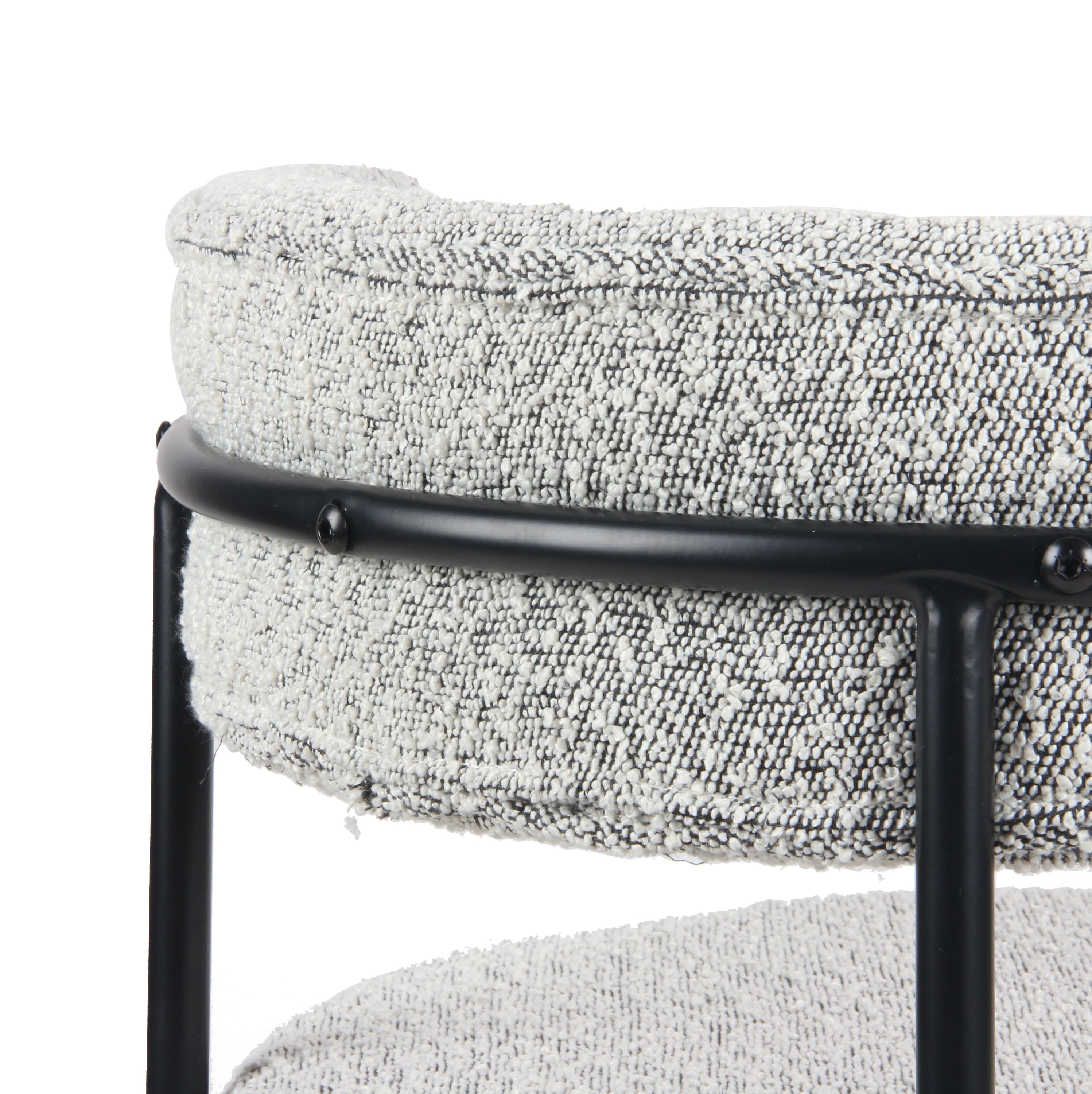 Burbank - Modern Round Boucle Dining Chairs (Set of 2) - Black / White