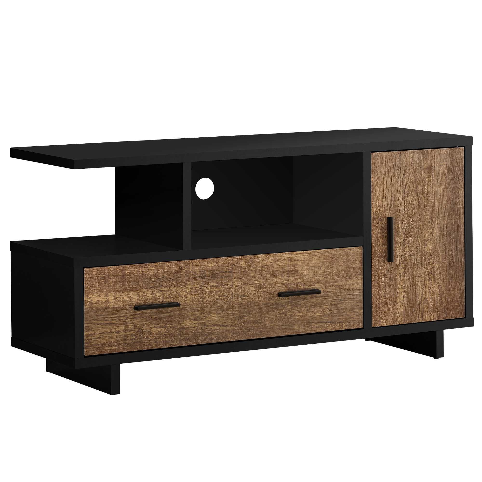 Cabinet Enclosed Storage, TV Stand - Brown / Black