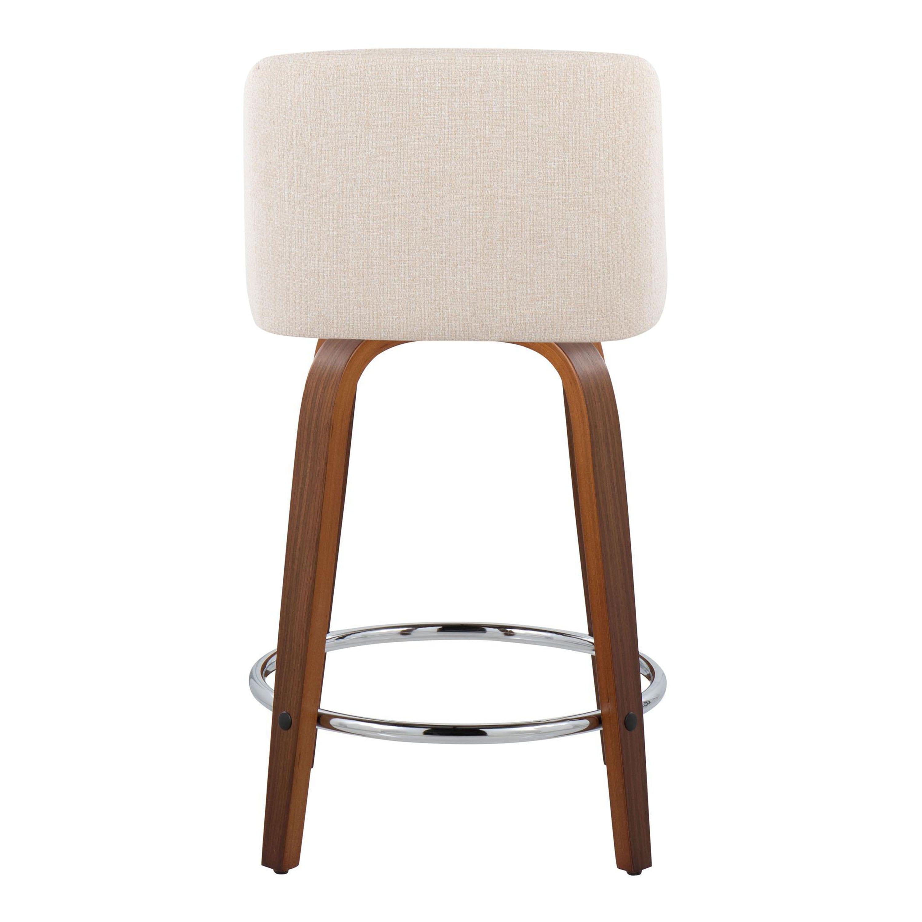 Toriano - Mid Century Modern Fixed Height Counter Stool With Swivel With Round Footrest (Set of 2)