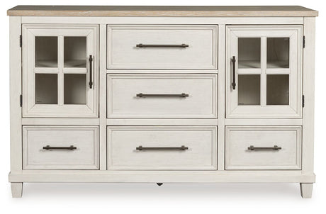 Shaybrock - Antique White / Brown - Dresser by Benchcraft® | Bel Furniture